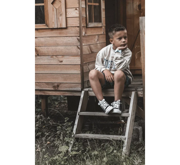 Dětské kožené vysoké tenisky Černe a bíle Marney Dětské kožené vysoké tenisky Černe a bíle Marney