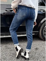 Dámské džínové kalhoty JELVANI s páskem v modré barvě FashionStreet UY2236