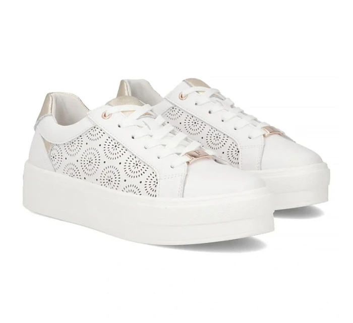 Bílé kožené polobotky na platformě Filippo DP7668/26