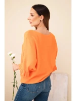 Dámský svetr typu model 21949258 s kulatým výstřihem oranžový - K-Fashion
