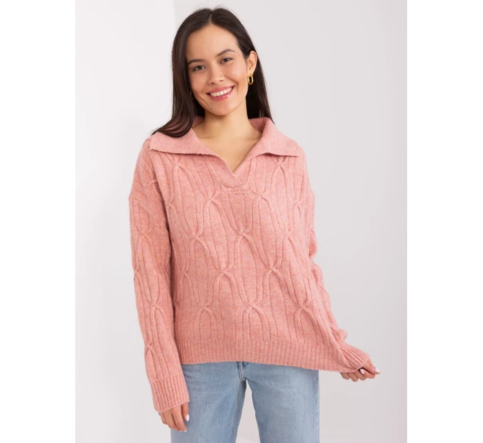 Sweter AT SW ciemny różowy model 19034293 - FPrice Sweter AT SW ciemny różowy model 19034293 - FPrice