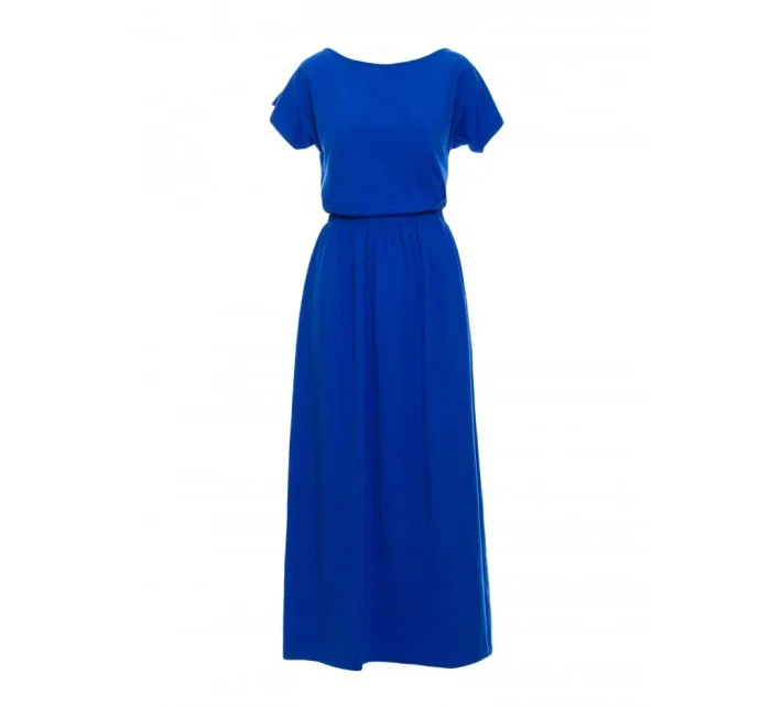 B264 Maxi šaty s elastickým pasem - královská modř