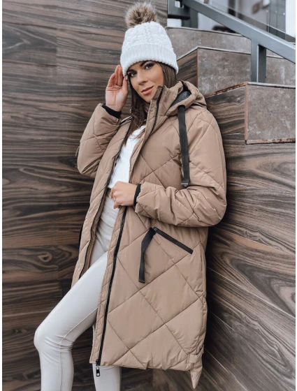 Dámská zimní bunda oversize MELODY s kapucí béžová FashionStreet TY3990