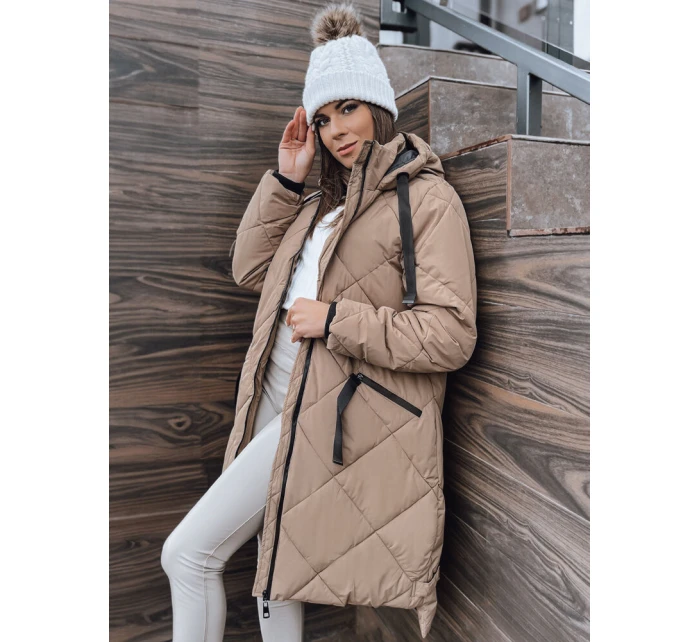 Dámská zimní bunda oversize MELODY s kapucí béžová FashionStreet TY3990