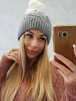 Fleecová čepice Ilona K218 šedá+bílá