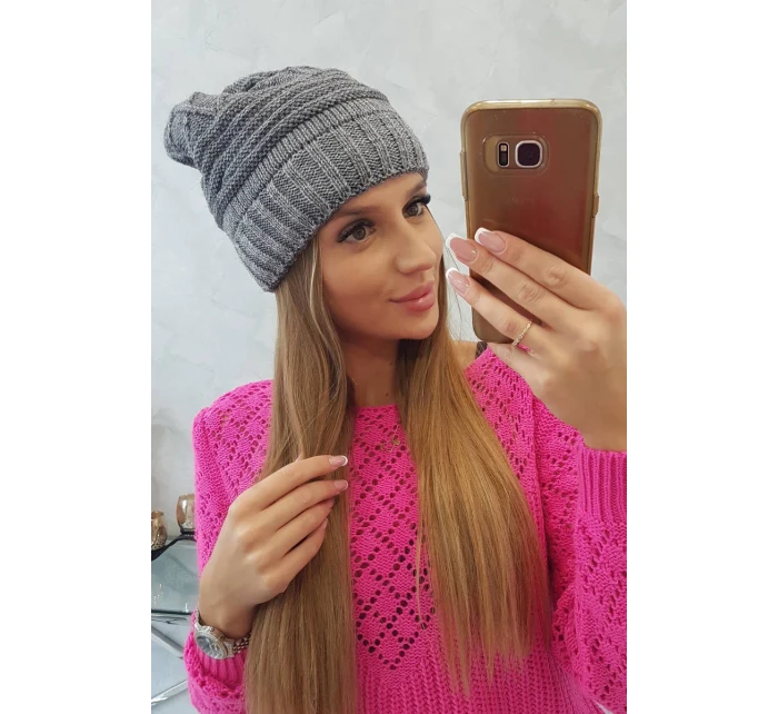 Dámská čepice tmavě šedá model 18751811 - K-Fashion Dámská čepice tmavě šedá model 18751811 - K-Fashion