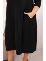 Dámská bavlněná sukýnka Plus Size s ohrnutým rukávem a kapsami černá