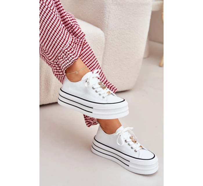 Dámské Tenisky Na Platformě Se Zlatými Doplňky Bílé Fiorina Dámské Tenisky Na Platformě Se Zlatými Doplňky Bílé Fiorina