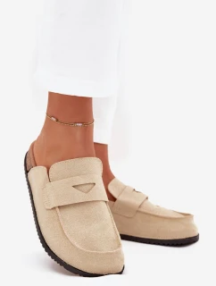 Dámské pantofle na korkové platformě – béžové Nivalia