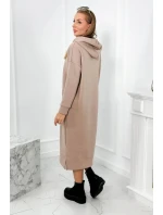 Dlouhé šaty s kapucí 9623 Tmávě béžová - K-Fashion Dlouhé šaty s kapucí 9623 Tmávě béžová - K-Fashion