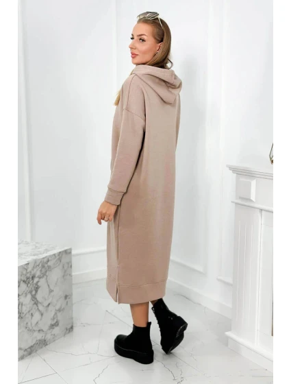 Dlouhé šaty s kapucí béžová model 21859208 - Kesi Dlouhé šaty s kapucí béžová model 21859208 - Kesi