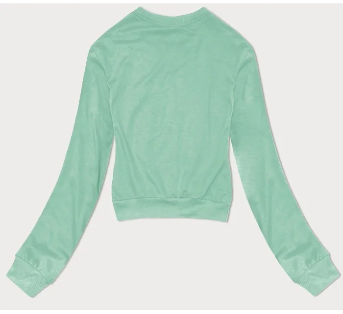 Tenká krátká dámská tepláková mikina v mátové barvě model 20086906 - J.STYLE