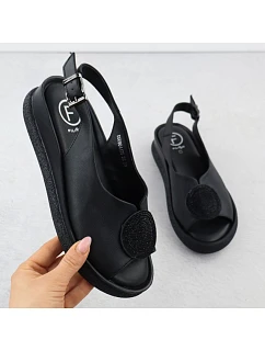 Černé dámské sandály Filippo DS6984 na platformách se zirkony