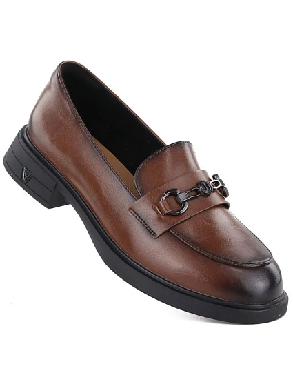 Dámské kožené polobotky hnědé model 22060128 - VINCEZA