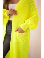Svetr dlouhý kardigan žlutá neon Svetr dlouhý kardigan žlutá neon