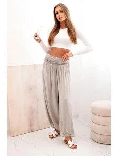 Dámské viskózové kalhoty s širokými nohavicemi a volánky fango
