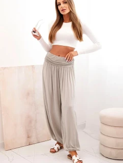 Dámské viskózové kalhoty s širokými nohavicemi a volánky fango