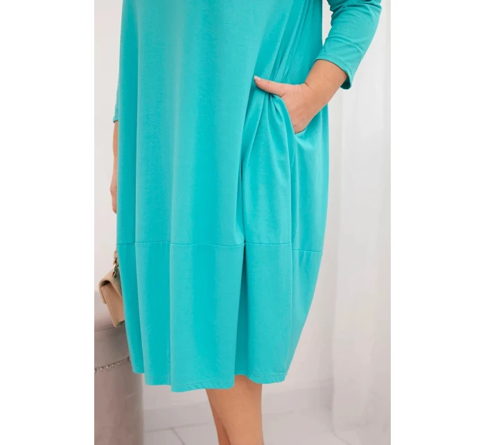 Dámská bavlněná sukýnka Plus Size s ohrnovacími rukávy a kapsami mátová