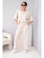 Dámský máslový komplet z viskózy mikina a široké kalhoty světle fialový