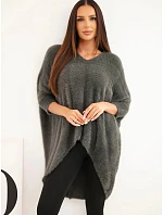 Dámský svetr Plus Size s výstřihem do V grafitový Dámský svetr Plus Size s výstřihem do V grafitový