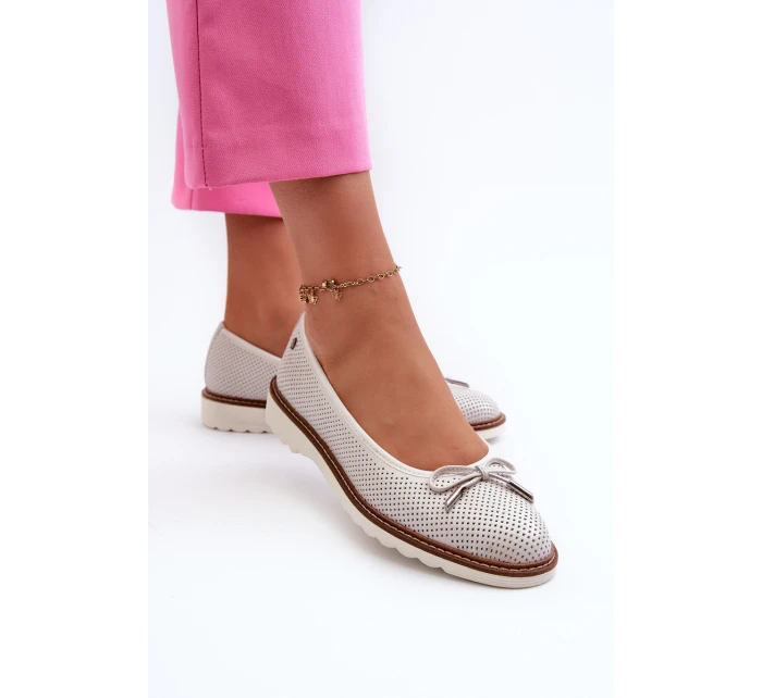 Dámské Letní Baletky Z Kůže  Bílé model 21661326 - Maciejka