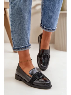 Lakované Dámské Mokasíny S Dekorací Černé model 21670156 - VINCEZA