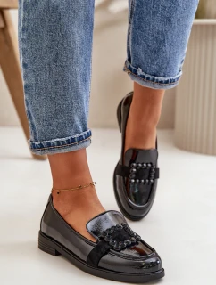 Lakované Dámské Mokasíny S Dekorací Černé model 21670156 - VINCEZA