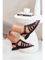 Kožené sandály na plochém podpatku Zazoo 3686 černé Kožené sandály na plochém podpatku Zazoo 3686 černé