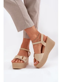 Dámské Sandály Na Klínu S Přezkou Khaki Liniella