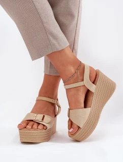 Dámské Sandály Na Klínu S Přezkou Khaki Liniella