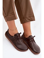Kožené dámské polobotky Barefoot model 22074657 Čokoládové - Zazoo