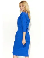 Dámské šaty s volným střihem středně dlouhé modré - Modrá - Makadamia