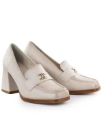 Dámské mokasíny na podpatku béžové model 21948506 - Potocki