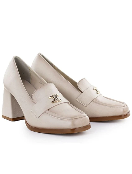 Dámské mokasíny na podpatku béžové model 21948506 - Potocki Dámské mokasíny na podpatku béžové model 21948506 - Potocki