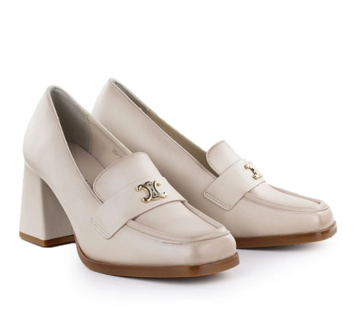 Dámské mokasíny na podpatku béžové model 21948506 - Potocki