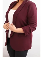Dámská sako Plus Size bez zapínání s podšívkou model 21468626 švestková - K-Fashion Dámská sako Plus Size bez zapínání s podšívkou model 21468626 švestková - K-Fashion