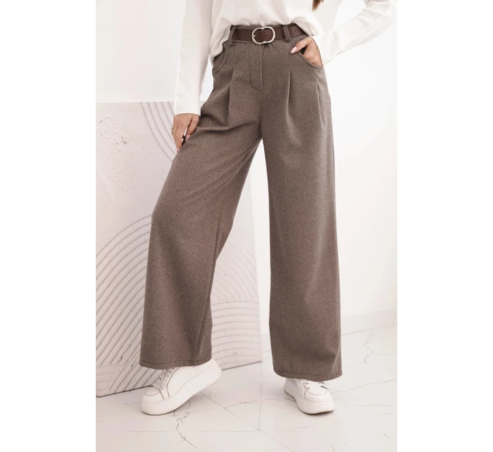 Dámské kalhoty s širokou nohavicí a páskem fango