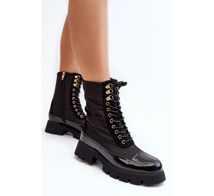 Zateplené pracovní boty na plochém podpatku Černé model 21633334 - Boto Zateplené pracovní boty na plochém podpatku Černé model 21633334 - Boto