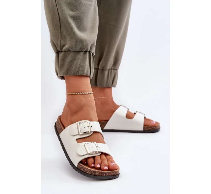 Dámské sandály s přezkami bílé Oliena Dámské sandály s přezkami bílé Oliena