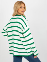 Tmavě zelený a ecru oversized vlněný svetr z RUE PARIS