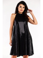 Dámské šaty A563 Černá s flitry -  Awama