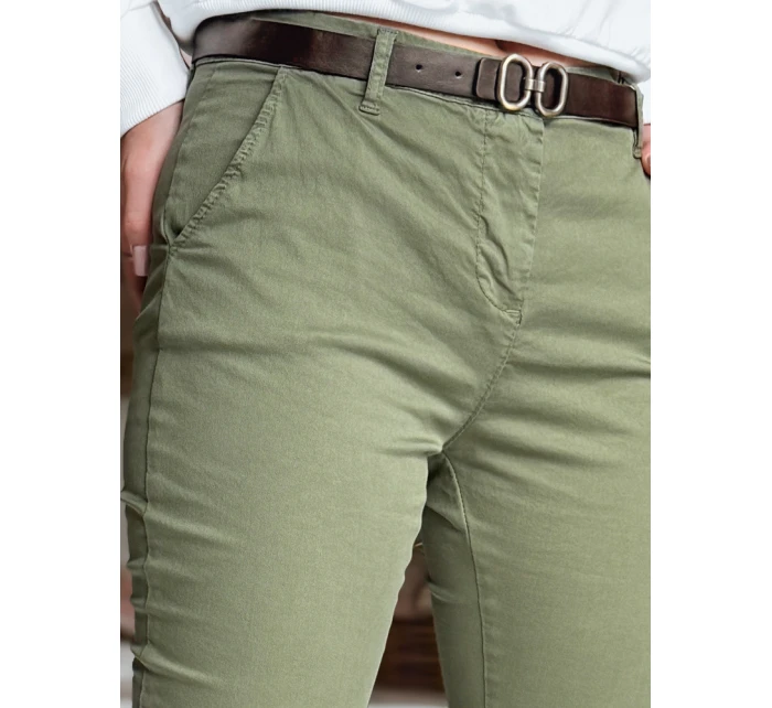 Dámské kalhoty slim fit s páskem LINESKA khaki FashionStreet UY2575 Dámské kalhoty slim fit s páskem LINESKA khaki FashionStreet UY2575