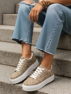 Dámské šněrovací tenisky na silné podrážce béžové FashionStreet ZY1379