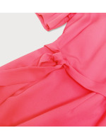 Tužkové šaty v neonově korálové barvě s páskem (313ART)