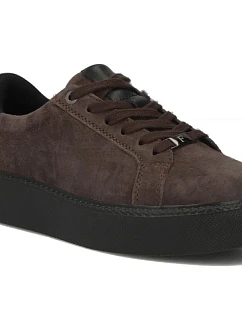 Dámské kožené sportovní polobotky na platformě, hnědé, Filippo DP6119