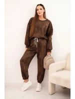 Dámská oversize souprava z viskózy s efektem vyblednutí hnědá Dámská oversize souprava z viskózy s efektem vyblednutí hnědá