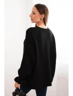 Dámský svetr s příměsí mohéru a vlny volného střihu černý