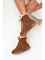 Dámské Sněhule Z Semiše S Kožíškem Big Star model 21706021 Hnědé - Big Star Shoes Dámské Sněhule Z Semiše S Kožíškem Big Star model 21706021 Hnědé - Big Star Shoes