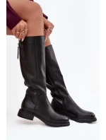 Kožené dámské kozačky na nízkém podpatku s D&A Černé model 21715489 - S.Barski Kožené dámské kozačky na nízkém podpatku s D&A Černé model 21715489 - S.Barski