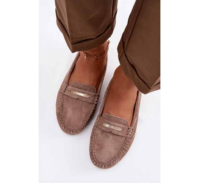 Dámské ploché Mokasíny z přírodního semiše S.Barski LR61-7029 Hnědé